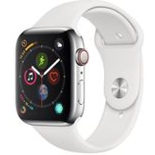 Watch Series 4 (2018) GPS + Cellular 40 mm - Rostfreier Stahl Silber - Sportarmband Weiß - Apple - Modalova