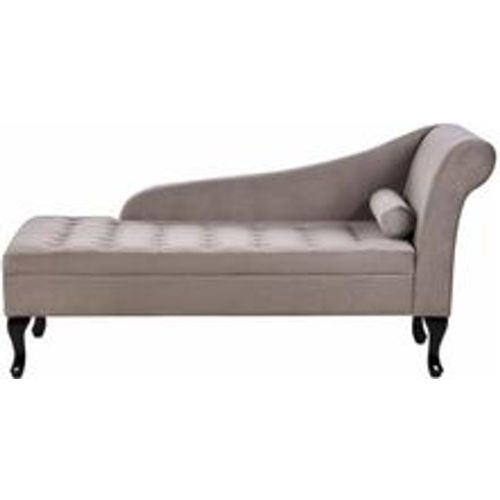 Chaiselounge Rechtsseitig Taupe Samtstoff mit Bettkasten 1 Kissen Holzbeine Retro Glamourös Liegesofa Wohnzimmer Schlafzimmer Ausstattung - BELIANI - Modalova