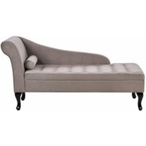 Chaiselounge Linksseitig Taupe Samtstoff mit Bettkasten 1 Kissen Holzbeine Retro Glamourös Liegesofa Wohnzimmer Schlafzimmer Ausstattung - BELIANI - Modalova