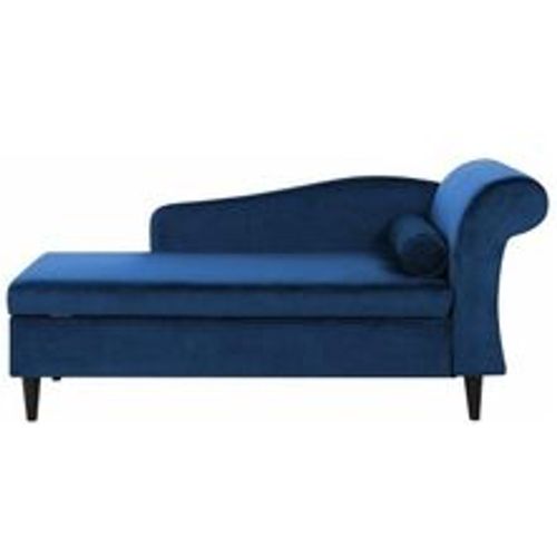 Chaiselongue Rechtsseitig Marineblau Samtstoff Holzfüße Glamourös Retro Mit Zierkissen - BELIANI - Modalova