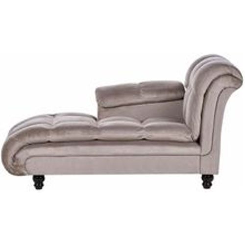 Chaiselongue Rechtsseitig Taupe Stoff mit Holzfüßen Gedrechselt Arm- & Rückenlehne Gesteppt Modern Récamiere Liegesofa Wohnzimmer Möbel - BELIANI - Modalova