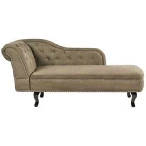 Chaiselongue Links Olivgrün Samt mit Knopfheftug Knopfbezug Chesterfield Stil Nieten Holzbeine Glamourös Wohnzimmer Schlafzimmer Flur Diele - BELIANI - Modalova