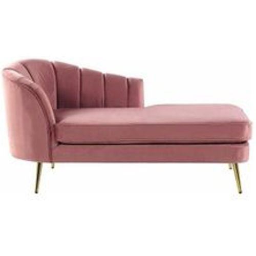 Chaiselongue Rosa Samt Linksseitig mit Goldenen Metallbeinen Lehne Muschelform Glamourös Modern Muschelsofa Wohnzimmer Flur Ausstattung - BELIANI - Modalova