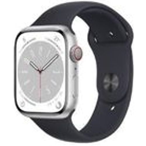 Watch Series 8 (2022) GPS + Cellular 45 mm - Rostfreier Stahl Silber - Sportarmband Schwarz - Apple - Modalova