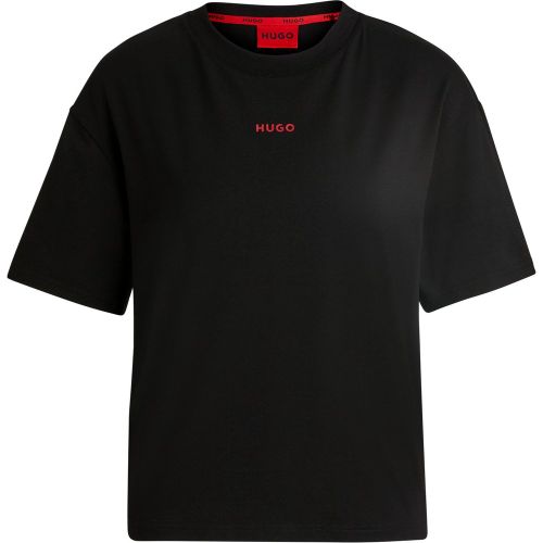 T-shirt Relaxed en jersey doux à logo contrastant - HUGO - Modalova