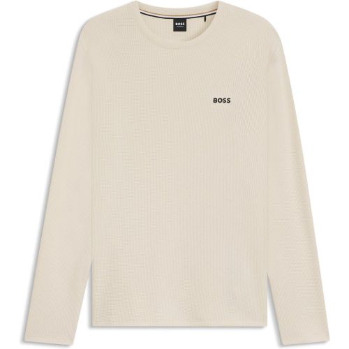 T-shirt de pyjama en coton mélangé à la structure gaufrée - Boss - Modalova