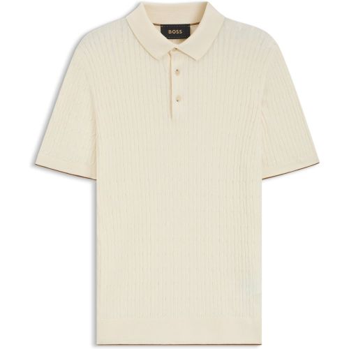 Polo en maille torsadée de soie et de coton - Boss - Modalova