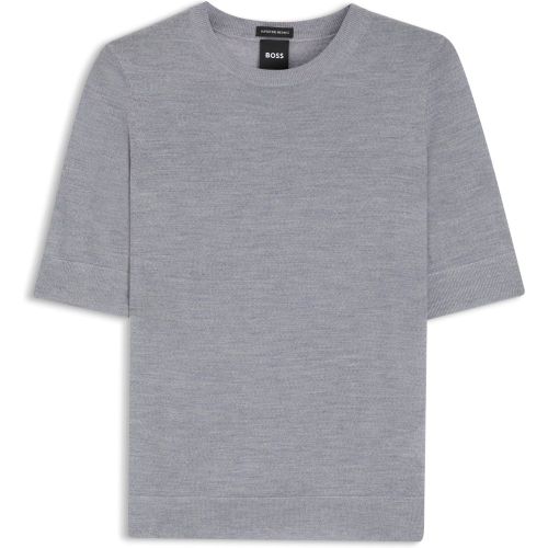 Pull en laine mérinos Slim à manches courtes - Boss - Modalova