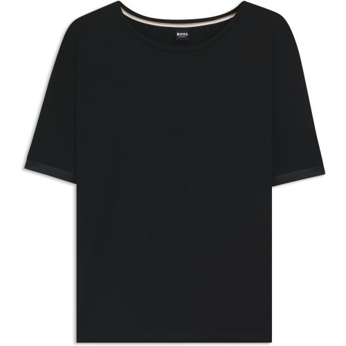 T-shirt de pyjama en tissu stretch avec empiècements en satin - Boss - Modalova