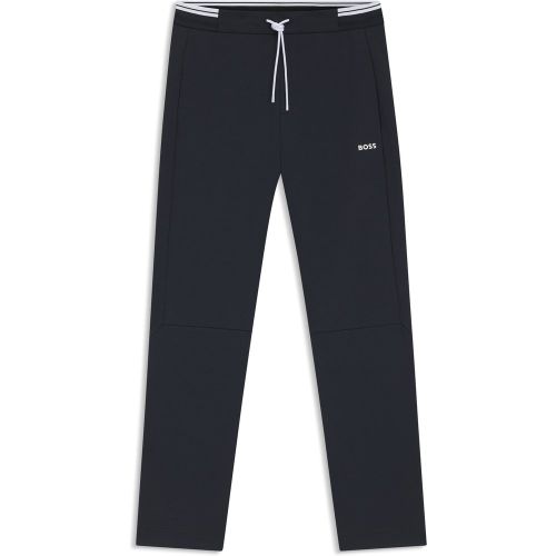 Bas de survêtement en coton mélangé avec taille à rayures - Boss - Modalova