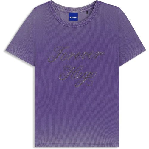 T-shirt Slim en coton stretch à logo en strass - HUGO - Modalova