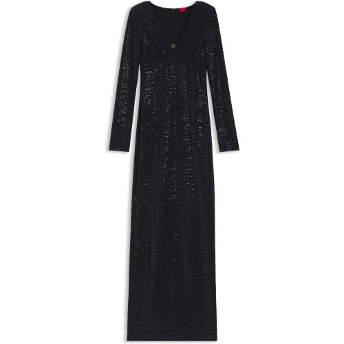 Robe en jersey brillant avec encolure à logo revisité - HUGO - Modalova