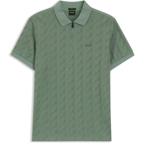 Polo en coton mercerisé avec motif jacquard - Boss - Modalova