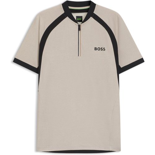 Polo Slim en jersey mesh à encolure zippée - Boss - Modalova