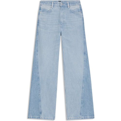 Jean Wide en denim bleu rigide à empiècements - Boss - Modalova