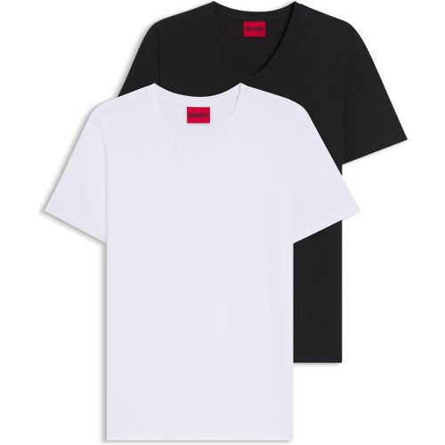 Lot de deux t-shirts à col V en coton stretch - HUGO - Modalova