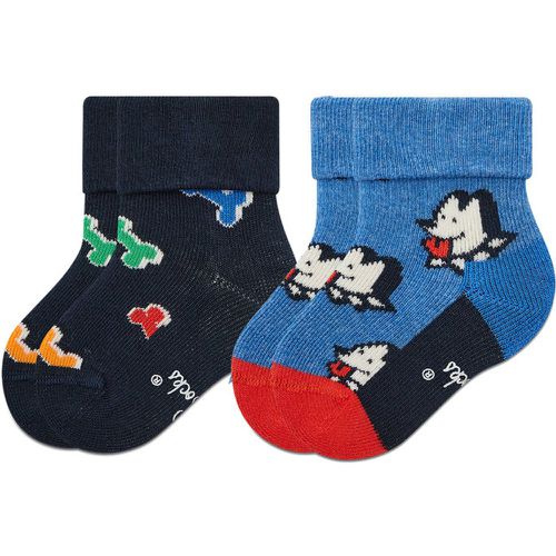 Set di 2 paia di calzini lunghi da bambini - KDDB45-6500 Blu scuro - Happy Socks - Modalova