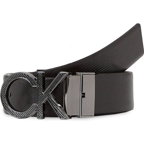 Cintura da uomo - Adj/Rev Ck Metal Diagonal K50K510928 Smooth Black/Texture BAX - Calvin Klein - Modalova