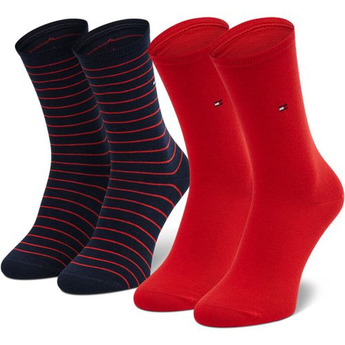 Set di 2 paia di calzini lunghi da donna - 100001494 Red/Navy 007 - Tommy Hilfiger - Modalova