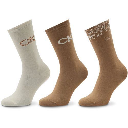 Set di 3 paia di calzini lunghi da donna - 701219849 Brown Combo 003 - Calvin Klein - Modalova