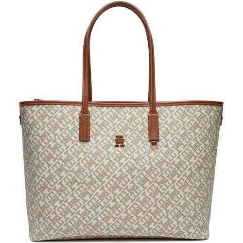 Borsetta Th Monoplay Leather Tote AW0AW17379 Écru - Tommy Hilfiger - Modalova