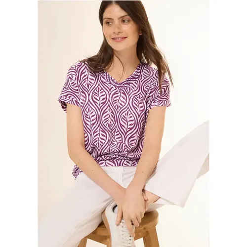 Gemustertes V-Neck T-Shirt - cecil - Modalova