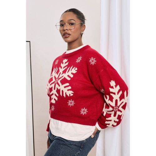 Jersey Plus Navideño Con Estampado De Copos De Nieve - boohoo - Modalova