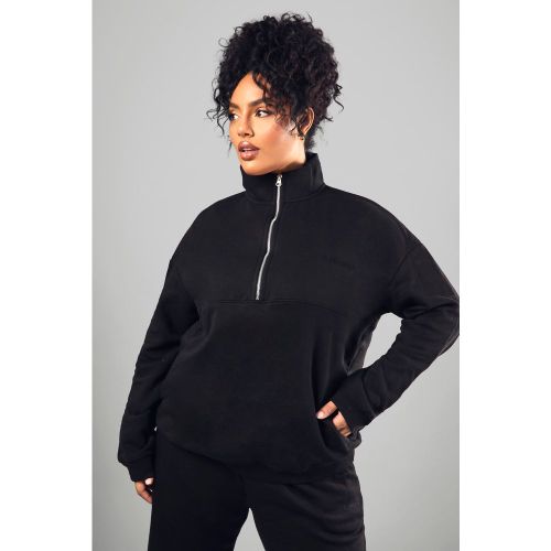Felpa oversize con ricamo Dsgn Studio e zip corta - boohoo - Modalova
