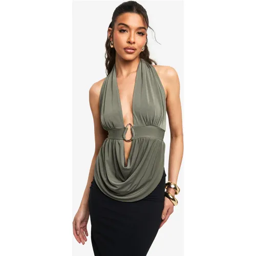 Top Ceñido Con Ribete Plisado - boohoo - Modalova