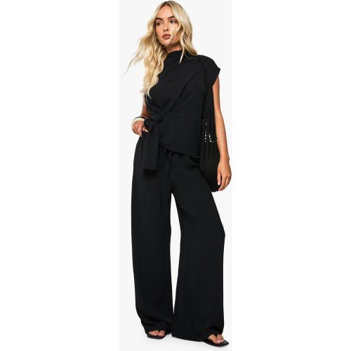 Conjunto Coordinado De Pantalón Y Blusa Drapeada De Tela - boohoo - Modalova