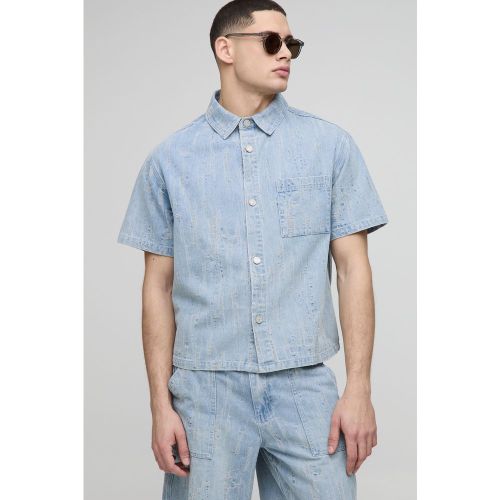 Camisa Vaquera Recta Rota Con Cuello - boohoo - Modalova