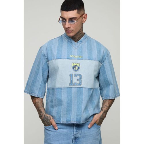 Tall - T-shirt oversize en jean à broderie - 2XL - Boohooman - Modalova