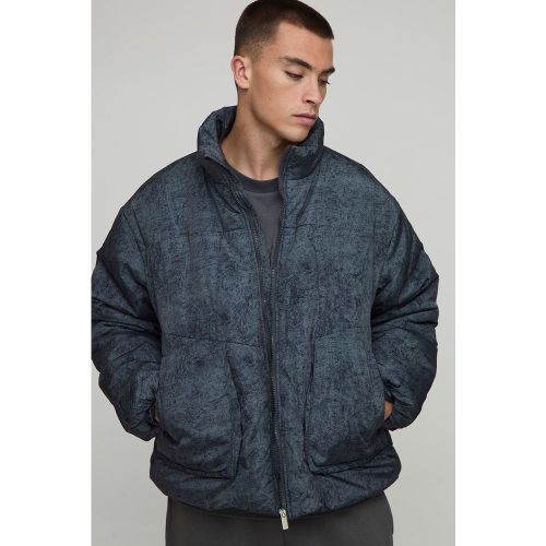 Oversized Boxy Fit Washed Nylon Padded Funnel Neck Puffer Jacket - boohoo - Modalova