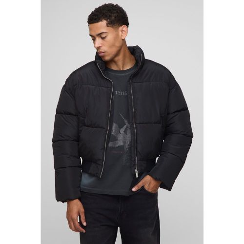 Boxy Funnel Neck Bomber Hem Puffer Jacket - boohoo - Modalova