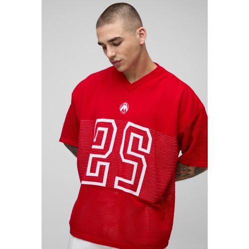 T-shirt droit universitaire à col V - S - Boohooman - Modalova