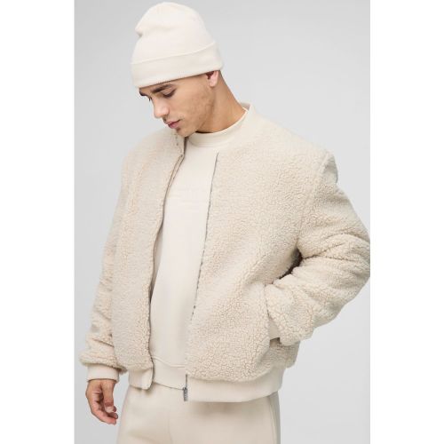 Regular Fit Borg Bomber Jacket - boohoo - Modalova