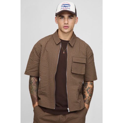 Oversized Check Ripstop Cargo Shirt - boohoo - Modalova
