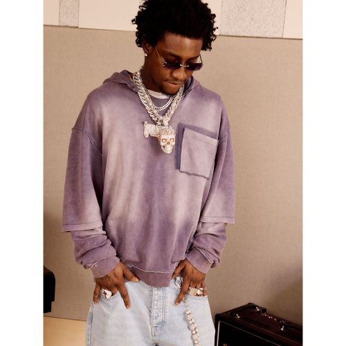 Oversized Stone Washed Raw Collar Pocket Hoodie - boohoo - Modalova