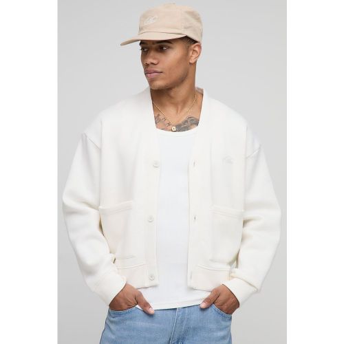 Oversized Boxy Official Man Applique Jersey Cardigan - boohoo - Modalova