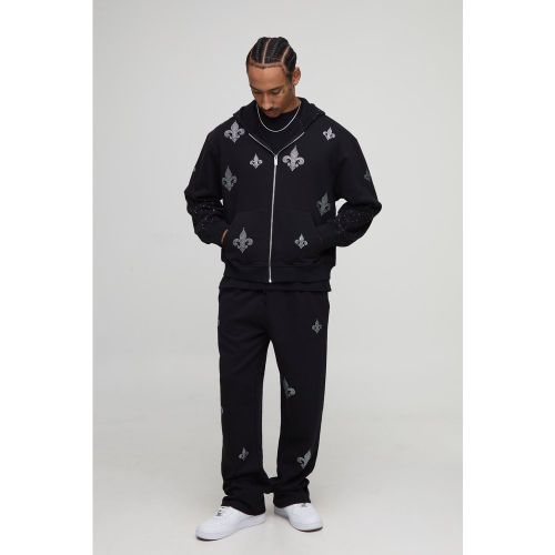 Oversized Boxy Worldwide Rhinestone Zip Through Hoodie - boohoo - Modalova
