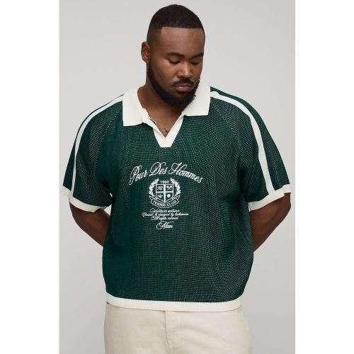 Plus Oversized Boxy Embroidered Knitted Football Shirt - 2XL - Boohooman - Modalova