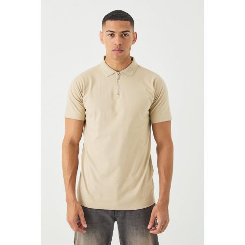 Polo cintré à col zippé - S - Boohooman - Modalova