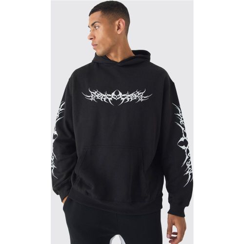 Sweat à capuche oversize à imprimé gothique - XS - Boohooman - Modalova
