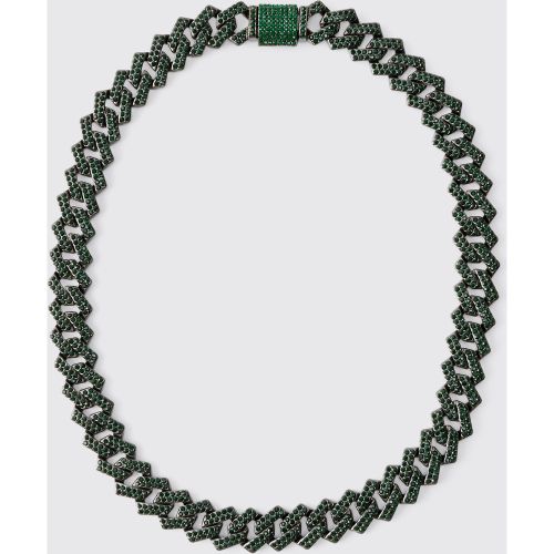 Collier cubain strassé vert - ONE SIZE - Boohooman - Modalova
