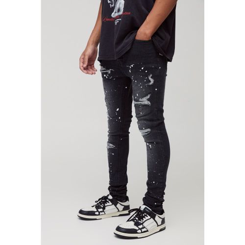 Jean super skinny déchiré et réparé à taches de peinture - 36R - Boohooman - Modalova