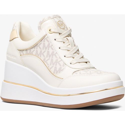 MK Basket Emmy en cuir à logo Signature et à semelle compensée - Michael Kors - MICHAEL Michael Kors - Modalova