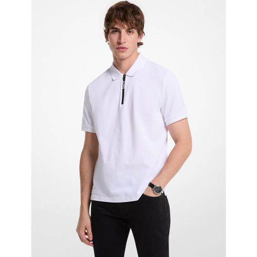 MK Polo en coton zippé - Michael Kors - Michael Kors Outlet - Modalova