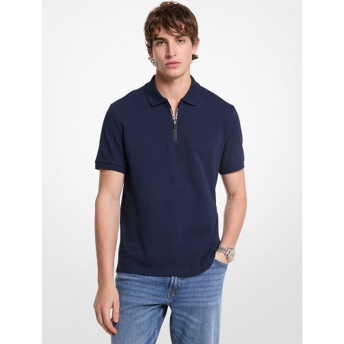 MK Polo en coton zippé - Michael Kors - Michael Kors Outlet - Modalova