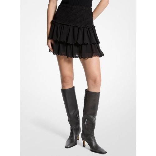 MK Jupe smockée à volants en georgette - Michael Kors - MICHAEL Michael Kors - Modalova