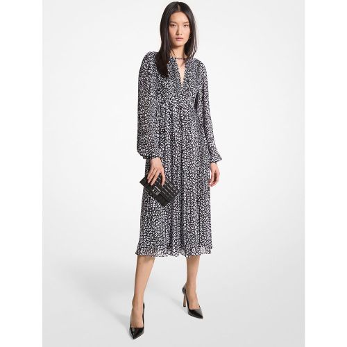 MK Robe mi-longue plissée en crêpe georgette à imprimé léopard - Michael Kors - MICHAEL Michael Kors - Modalova